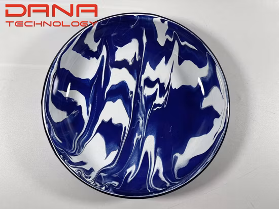 China logotipo personalizado metal laminado aro splash respingos salada frutas arroz esmalte tigela camping açúcar tigela de mistura de esmalte