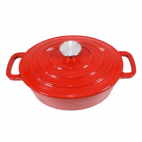 Torrador de ferro fundido oval esmaltado na China Tamanho de fábrica 27X21X10cm