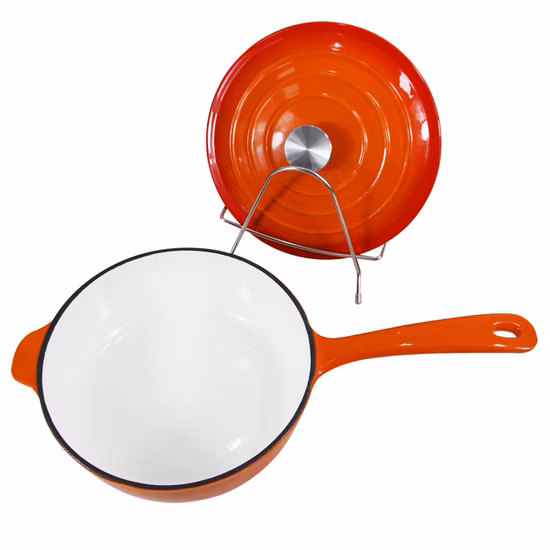4qt Cookwin Orange Cast Iron Enamel Saucepan with Stainless Steel Knob Soup Pot