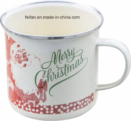 Venda quente de caneca/copo de esmalte com decoração de desenho animado para a vida diária